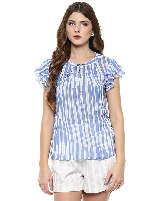 tie neck printed top - 15520518 - Very Small Image - 1