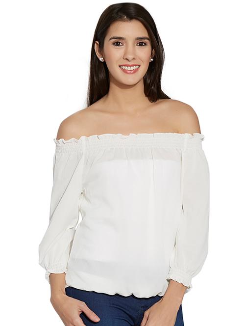 smocking detailed off shoulder top - 15520544 - Very Small Image - 1