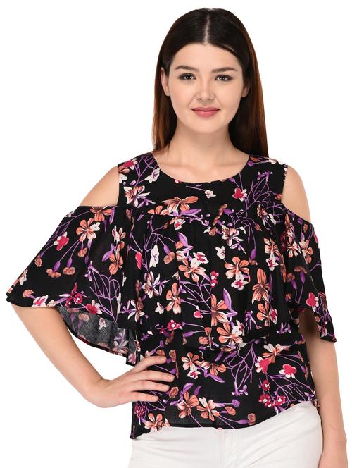 cold shoulder ruffle detailed top - 15520580 - Very Small Image - 1