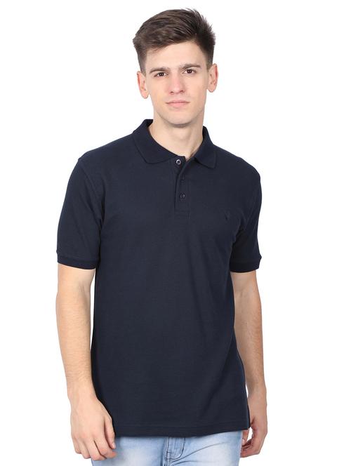 navy blue cotton polo t-shirt - 15520737 - Very Small Image - 1