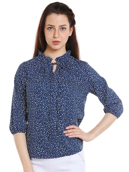 frilled neck detail printed top - 15520775 - Very Small Image - 1