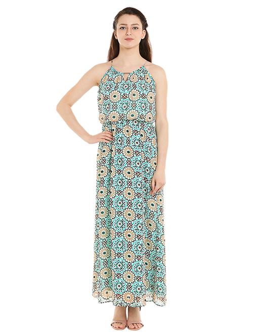 keyhole neck printed maxi dress - 15520793 - Very Small Image - 1