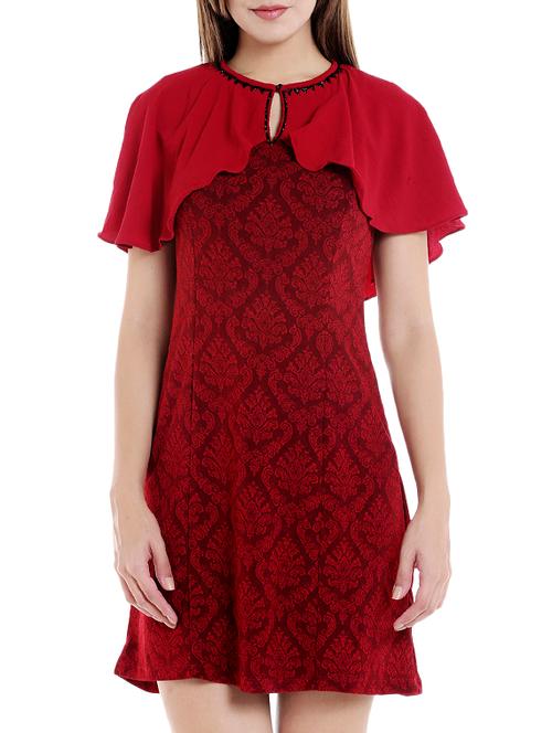 cape detail embellished a-line dress - 15520989 - Very Small Image - 1