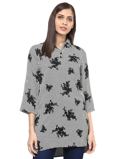 solid back paneled printed tunic - 15521063 - Very Small Image - 1
