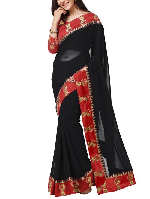 conversational embroidered border saree with blouse - 15521096 - Very Small Image - 1