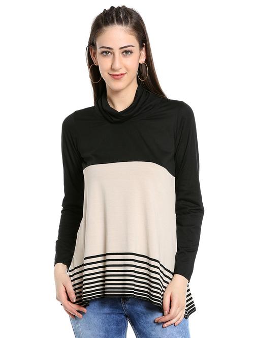 cowl neck color blocked tunic - 15521257 - Very Small Image - 1