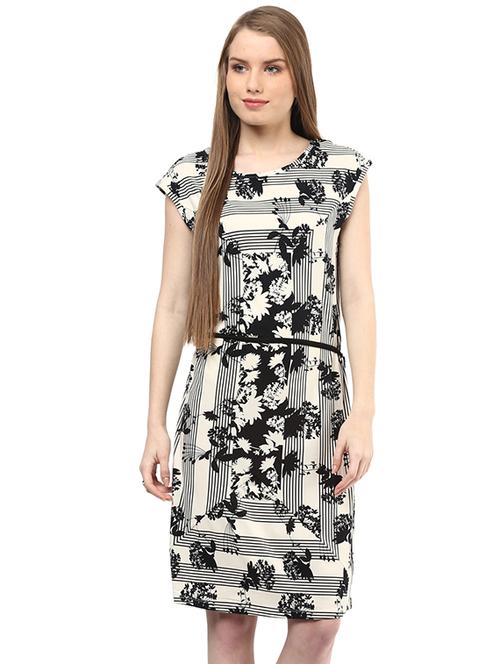 cap sleeved printed dress - 15521437 - Very Small Image - 1