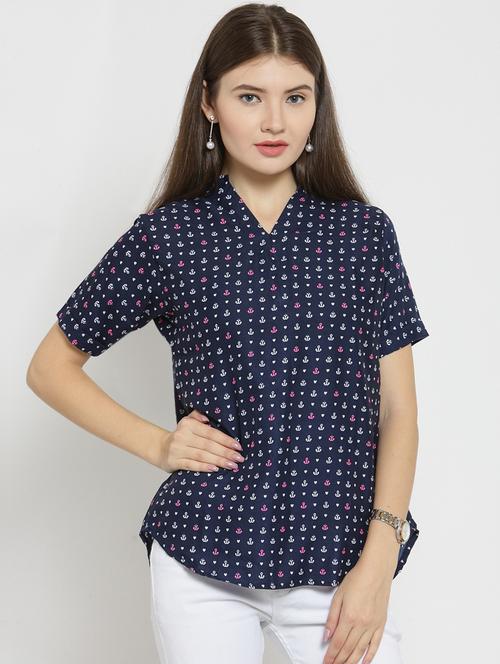 women's high-low v neck top - 15521635 - Very Small Image - 1