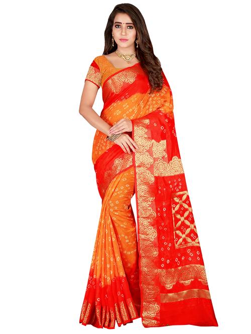 tonal shades zari bandhani saree with blouse - 15521919 - Very Small Image - 1