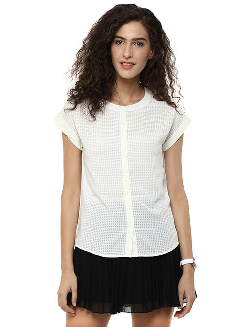 cap sleeved concealed placket shirt - 15521986 - Very Small Image - 1