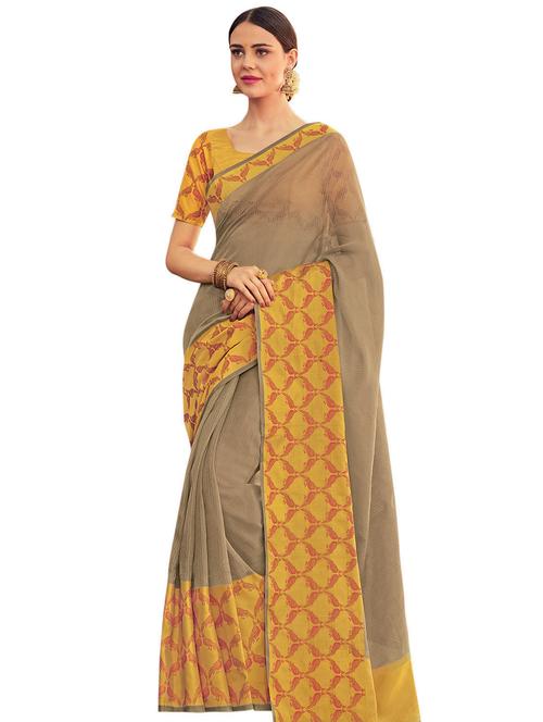 conversational bordered printed saree with blouse - 15522071 - Very Small Image - 1