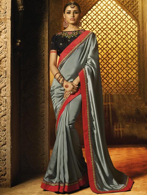 zari bordred saree with blouse - 15522145 - Very Small Image - 1