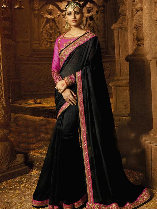 zari lace bordered saree with blouse - 15522150 - Very Small Image - 1