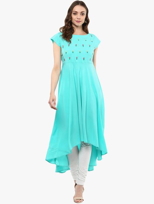 high low embroidered kurta - 15523838 - Very Small Image - 1