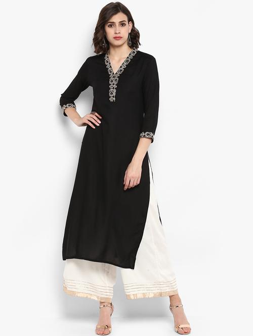 embroidered kurta with gota patti palazzo set - 15524557 - Very Small Image - 1