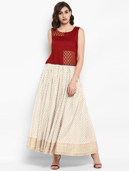 foil printed top with printed skirt set - 15524561 - Very Small Image - 1