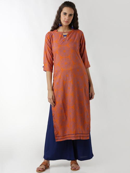 key hole printed straight kurta - 15524591 - Very Small Image - 1