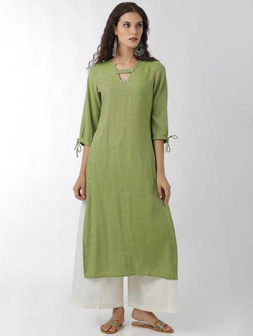 lime green straight kurta - 15524601 - Very Small Image - 1