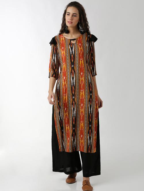 ikat print straight kurta - 15524603 - Very Small Image - 1