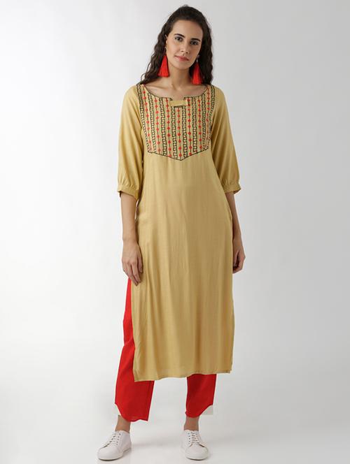 embroidered straight kurta - 15524626 - Very Small Image - 1