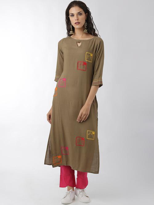 embroidered straight kurta - 15524630 - Very Small Image - 1