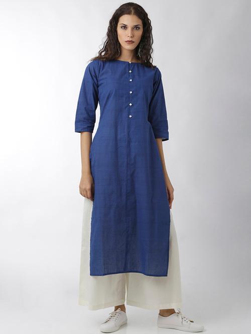 light navy straight kurta - 15524656 - Very Small Image - 1