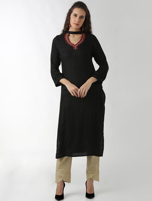 chocker neck straight kurta - 15524699 - Very Small Image - 1