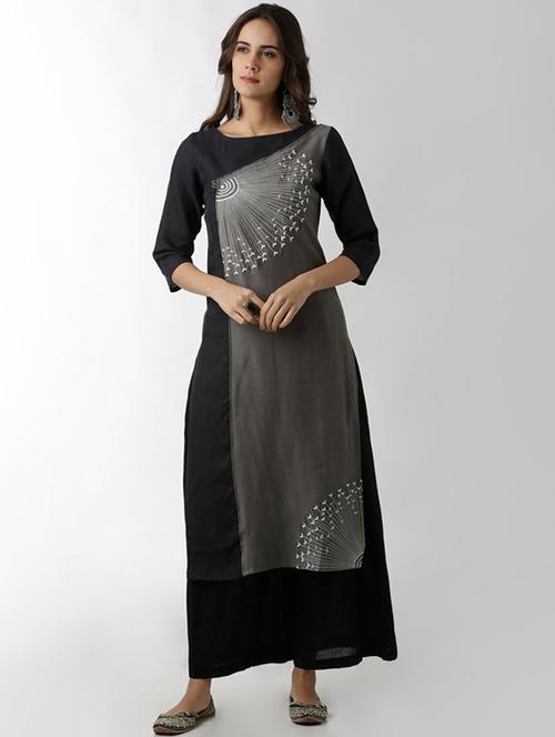 embroidered straight panel kurta - 15524701 - Very Small Image - 1