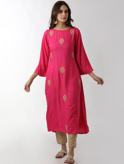 embroidered a-line kurta - 15524714 - Very Small Image - 1