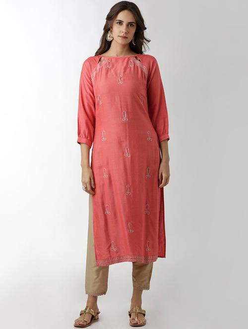 embroidered straight kurta - 15524746 - Very Small Image - 1