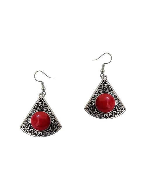 red silver tone oxidised earrings - 15524847 - Very Small Image - 1