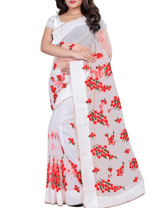 floral embroidered saree with blouse - 15524856 - Very Small Image - 1