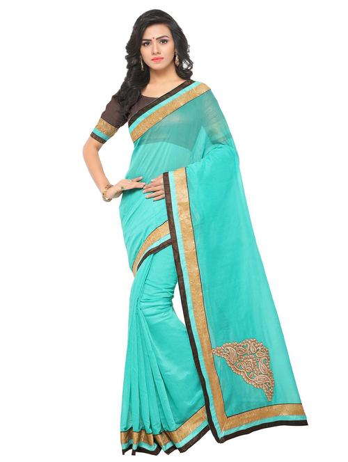 zari border chanderi saree with blouse - 15525414 - Very Small Image - 1