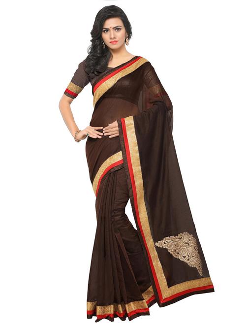 zari border chanderi saree with blouse - 15525415 - Very Small Image - 1