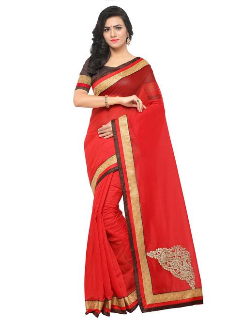 zari border chanderi saree with blouse - 15525416 - Very Small Image - 1