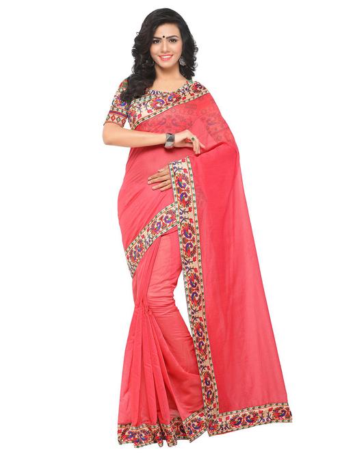 contrast border chanderi saree with blouse - 15525423 - Very Small Image - 1