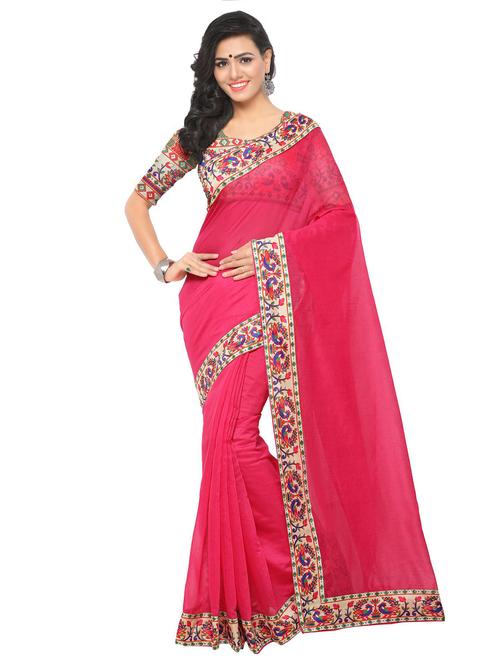 contrast border chanderi saree - 15525429 - Very Small Image - 1
