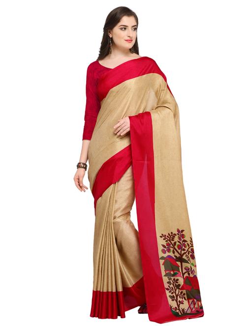 contrast bordered saree with blouse - 15525458 - Very Small Image - 1