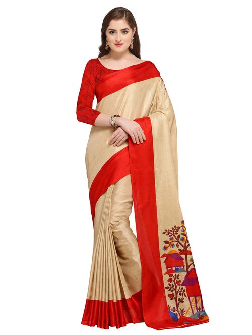 contrast bordered saree - 15525459 - Very Small Image - 1