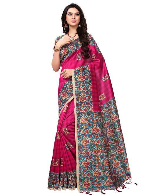 chequered mysore silk saree with blouse - 15525470 - Very Small Image - 1