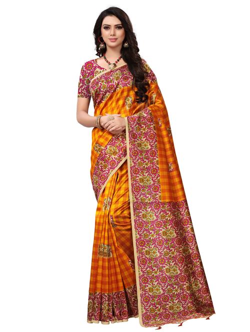 chequered mysore silk saree - 15525472 - Very Small Image - 1