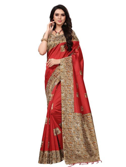 printed mysore silk saree with blouse - 15525476 - Very Small Image - 1