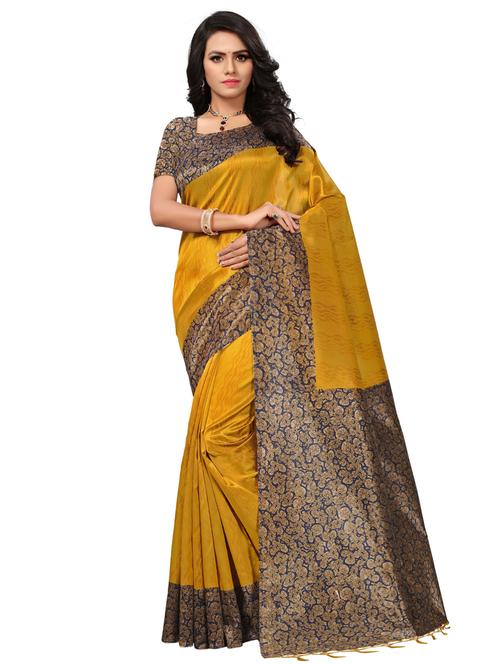 contrast border mysore silk saree with blouse - 15525502 - Very Small Image - 1