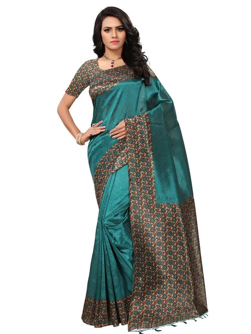 contrast border mysore silk saree with blouse - 15525503 - Very Small Image - 1
