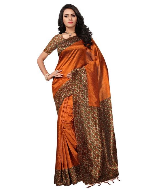 contrast border mysore silk saree with blouse - 15525504 - Very Small Image - 1