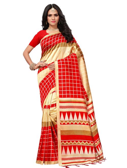 chequered mysore silk saree with blouse - 15525518 - Very Small Image - 1