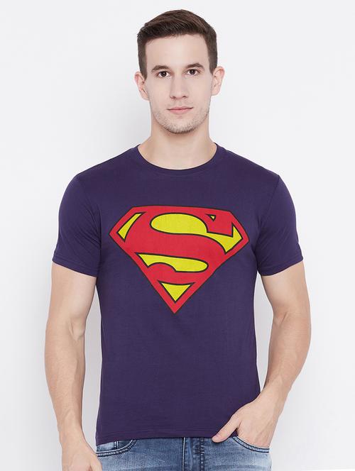 purple cotton chest print tshirt - 15526771 - Very Small Image - 1