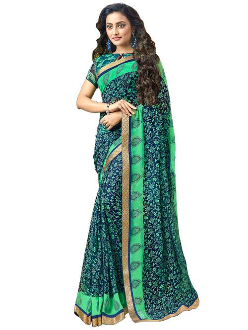 ditsy floral printed saree with blouse - 15526790 - Very Small Image - 1