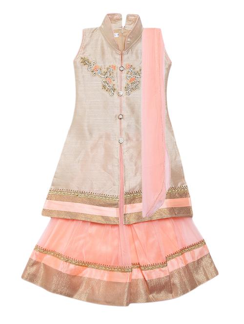 orange silk blend lehenga choli - 15526816 - Very Small Image - 1