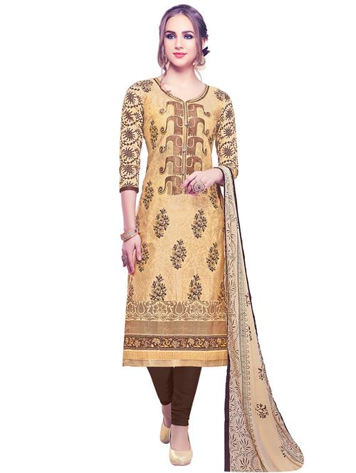 embroidered unstitched churidaar suit - 15526891 - Very Small Image - 1